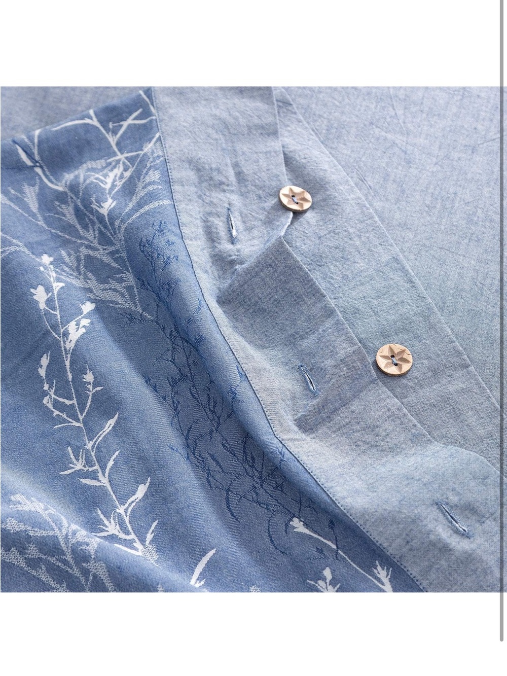 NEW OREISE Duvet Cover Set, Washed Cotton Yarn, Jacquard Blue and White (King) - Picture 5 of 7